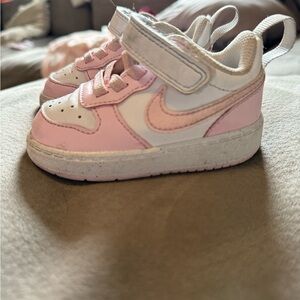 Nike Kids Pink and White Velcro Sneakers